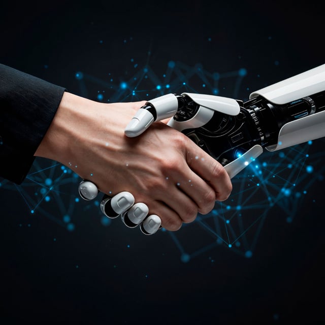 Handshake between a human and a robot