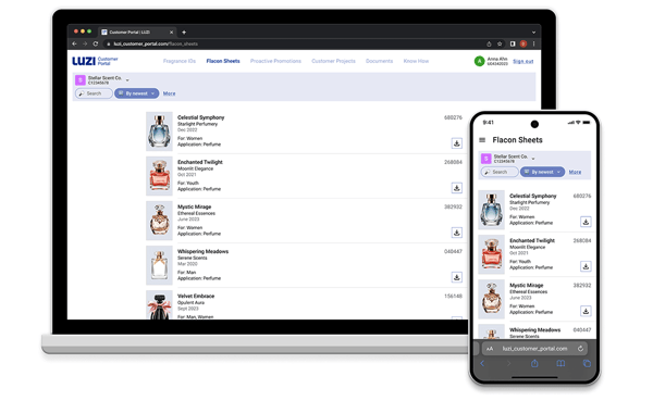 Web- und Mobile-Ansichten der LUZI-Kundenportal-Benutzerobefläche
