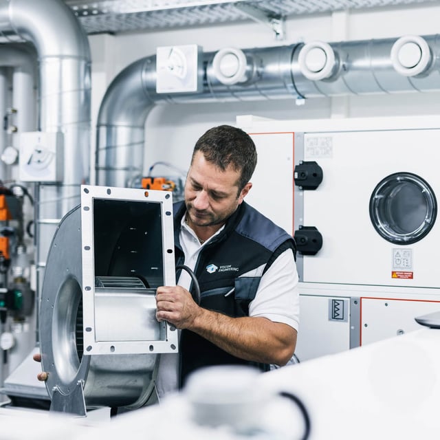 Man working on a HVAC system