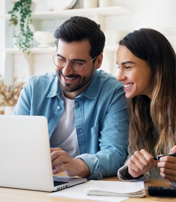 Female working colleague shows something on the computer