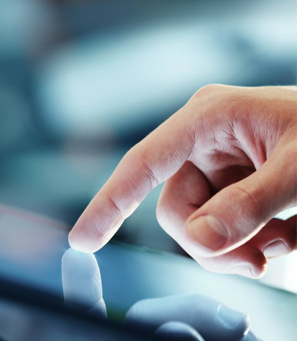 Finger touching screen 