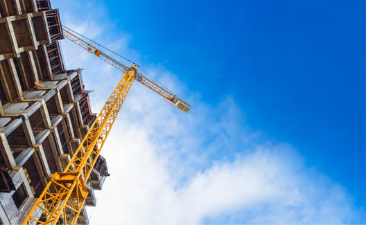building and crane shown from a bird's eye view