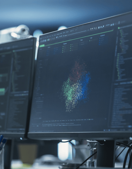 computer screen displaying data analysis